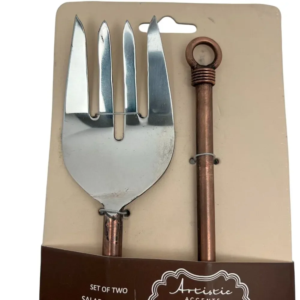Set of Metal Salad Servers (Fork/Spoon) - NWT